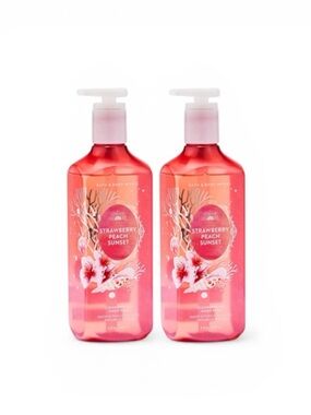 Bath & Body Works 2-Pc STRAWBERRY PEACH SUNSET Cleansing Gel Hand Soap